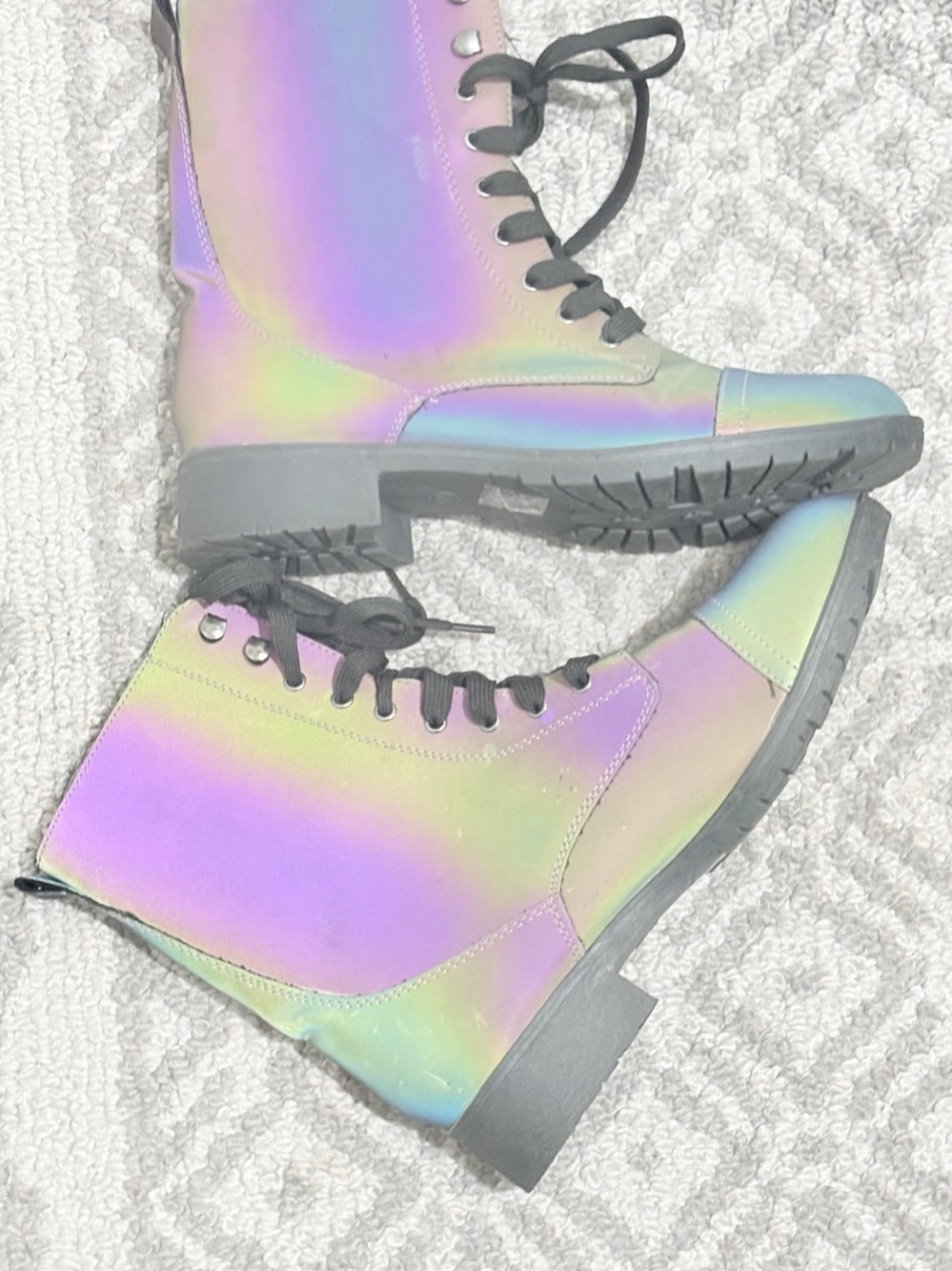 N.Y.L.A  Combat Boots Iridescent Pink & Green